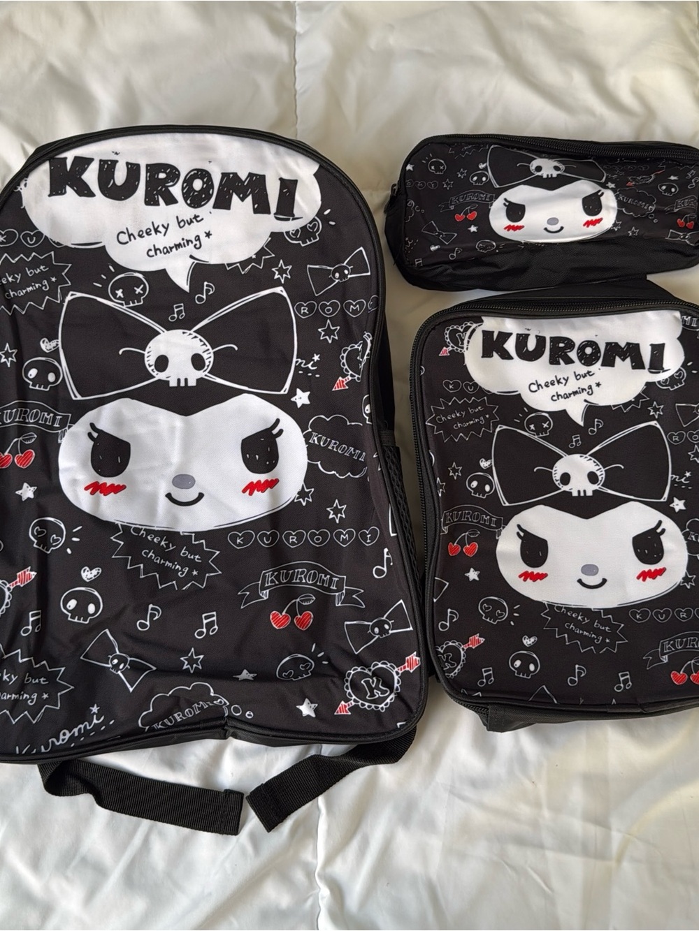 Kids Backpack, Lunch Bag & Pencil Case Set - Black